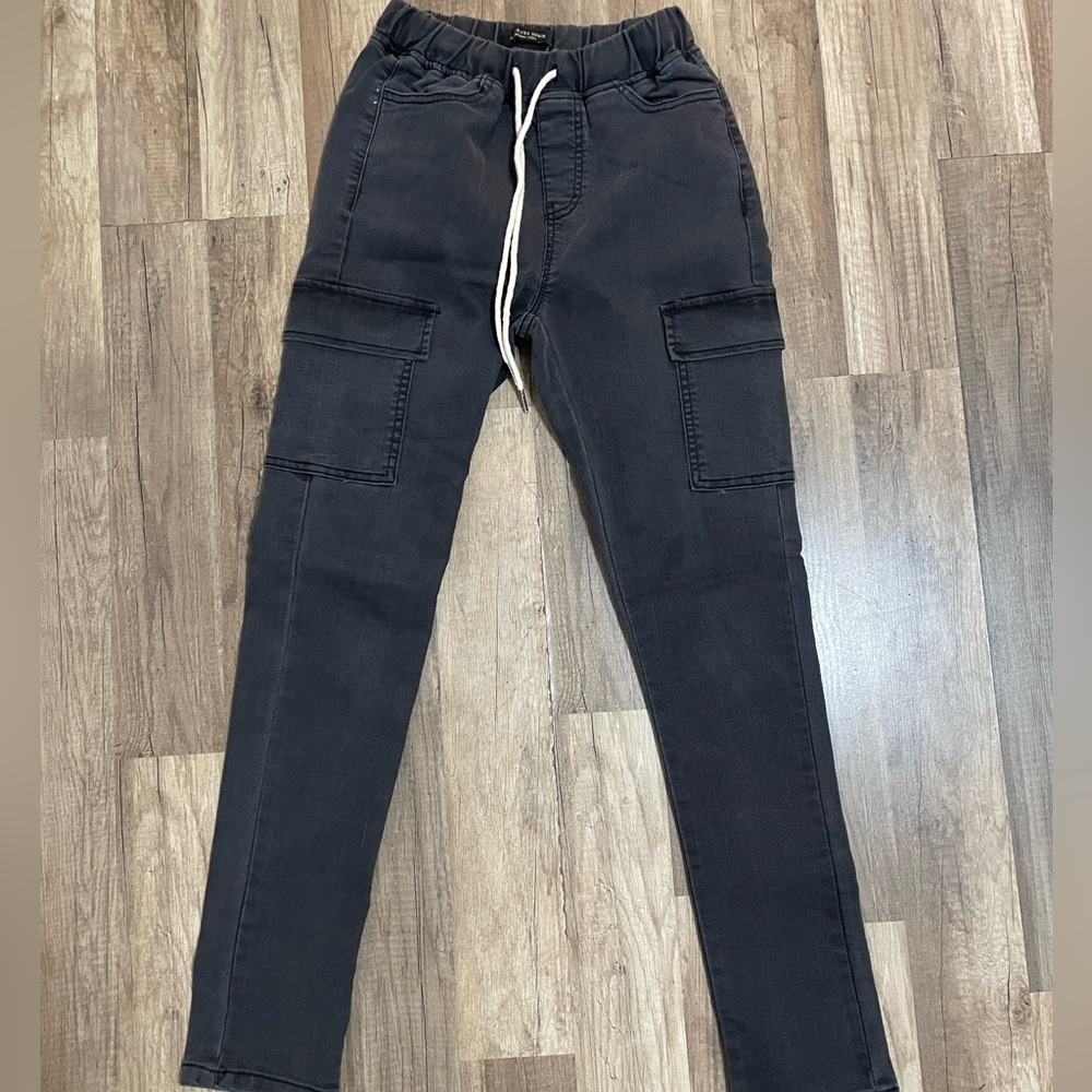 Black washed cargo pants